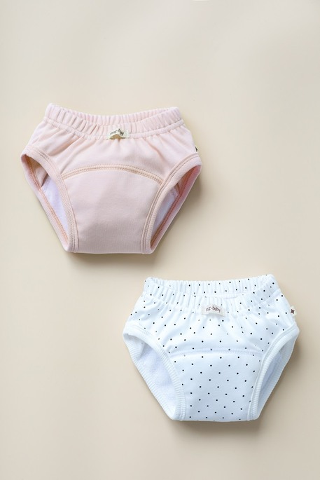 Набор тренировочных трусиков, Горошек на белом с розовыми