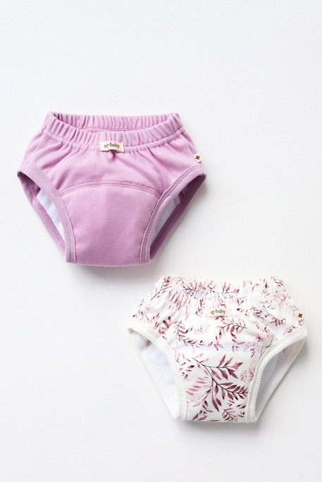 Набор тренировочных трусиков, Листики с темно-розовыми