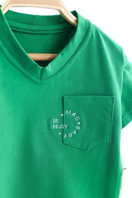 Футболка с карманом Be Brave, Зеленая - фото 4