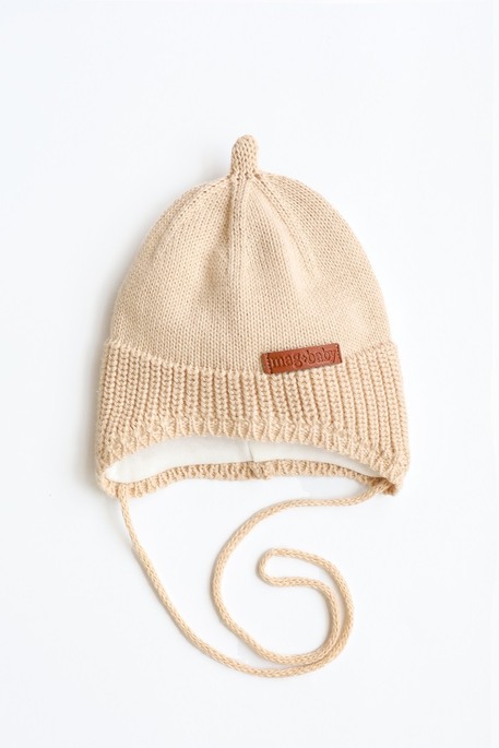 Вязаная шапка на трикотаже Neo, Бежевая