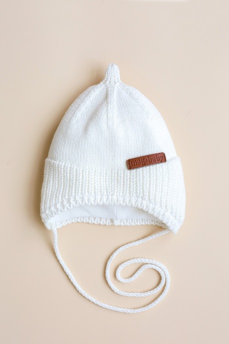 В'язана шапка на трикотажі Neo, Молочна