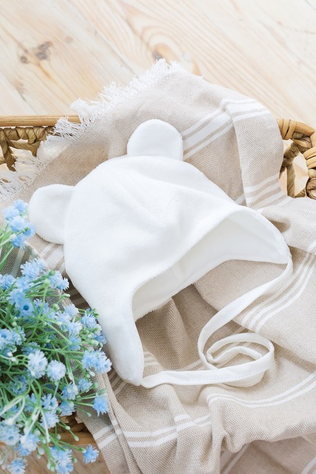 Велюровая шапка Ari, Молочная 34-38 (0-3 мес) - фото 3