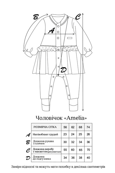 Человечек с шапочкой Amelia, Молочный - фото 12